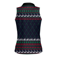 Santa Hole in One Christmas Women Sleeveless Polo Shirt with Golf Clubs and Festive Pattern - Wonder Print Shop