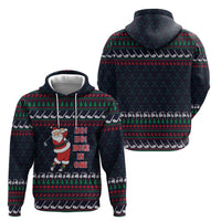 Santa Hole in One Christmas Zip Hoodie with Golf Clubs and Festive Pattern - Wonder Print Shop