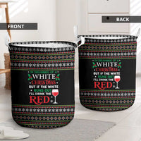 White and Red Christmas Wine Laundry Basket with Festive Pattern and Holiday Cheer - Wonder Print Shop