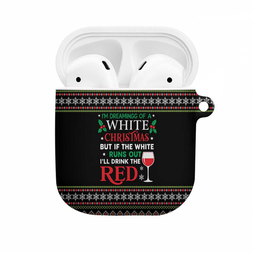 White and Red Christmas Wine AirPods Case with Festive Pattern and Holiday Cheer - Wonder Print Shop