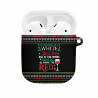 White and Red Christmas Wine AirPods Case with Festive Pattern and Holiday Cheer - Wonder Print Shop