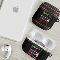White and Red Christmas Wine AirPods Case with Festive Pattern and Holiday Cheer - Wonder Print Shop