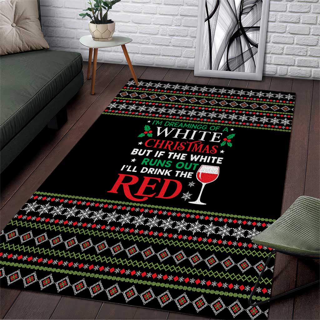 White and Red Christmas Wine Area Rug with Festive Pattern and Holiday Cheer - Wonder Print Shop