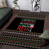 White and Red Christmas Wine Area Rug with Festive Pattern and Holiday Cheer - Wonder Print Shop