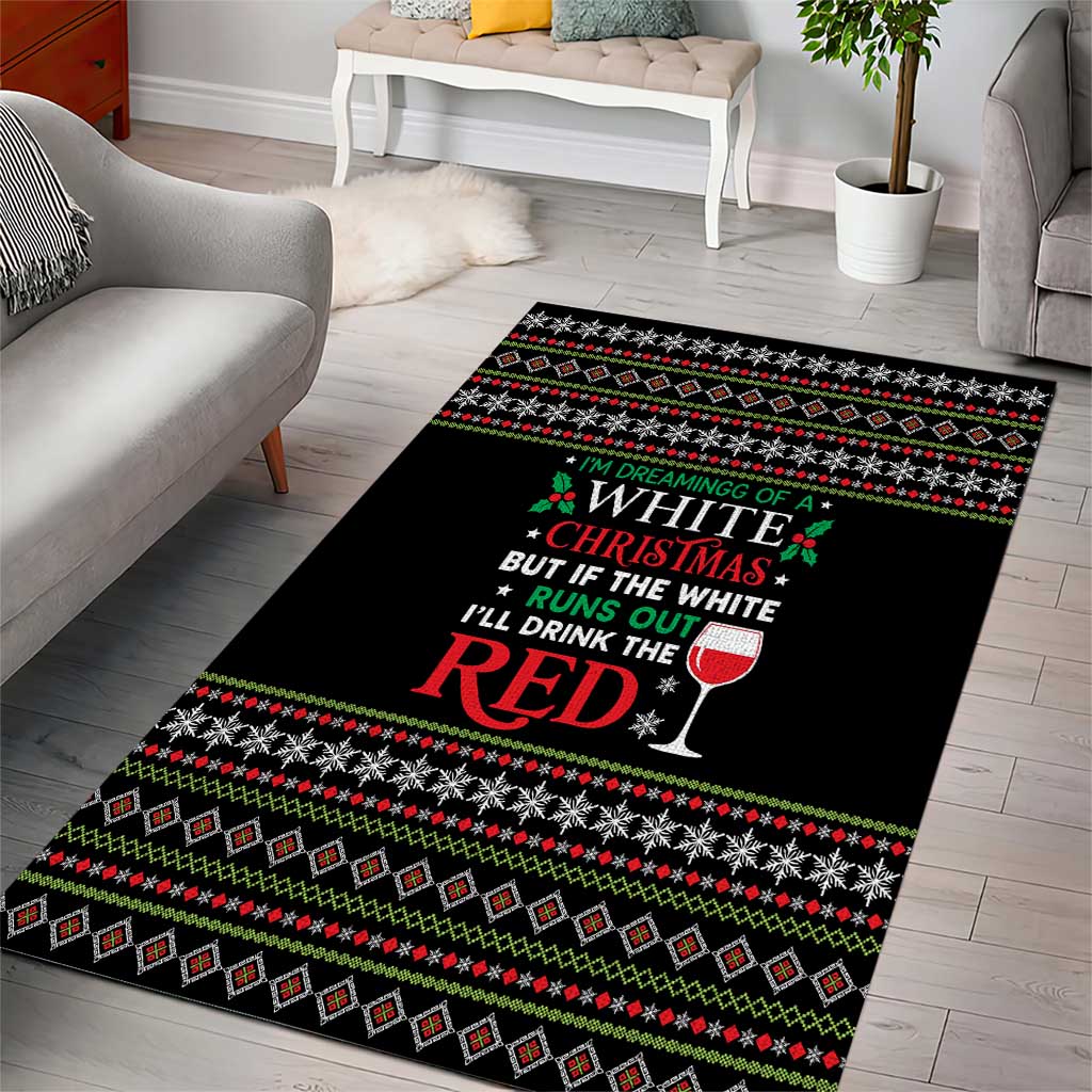 White and Red Christmas Wine Area Rug with Festive Pattern and Holiday Cheer - Wonder Print Shop