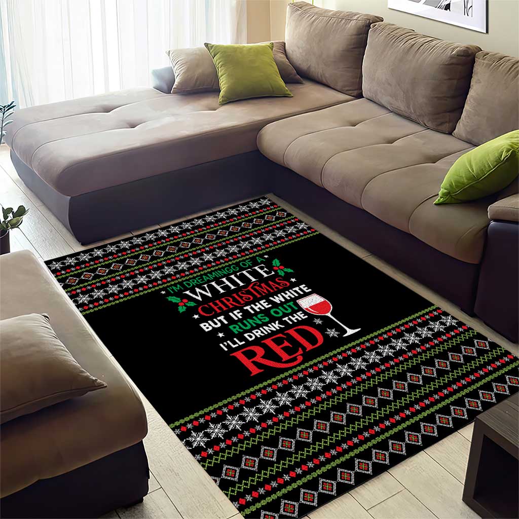 White and Red Christmas Wine Area Rug with Festive Pattern and Holiday Cheer - Wonder Print Shop