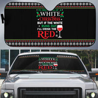 White and Red Christmas Wine Auto Sun Shade with Festive Pattern and Holiday Cheer - Wonder Print Shop