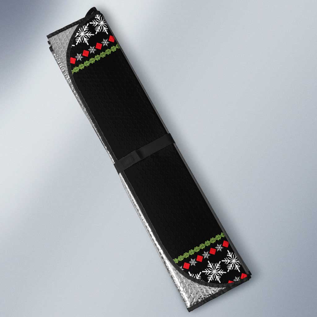 White and Red Christmas Wine Auto Sun Shade with Festive Pattern and Holiday Cheer - Wonder Print Shop