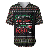 White and Red Christmas Wine Baseball Jersey with Festive Pattern and Holiday Cheer - Wonder Print Shop