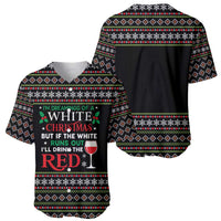 White and Red Christmas Wine Baseball Jersey with Festive Pattern and Holiday Cheer - Wonder Print Shop