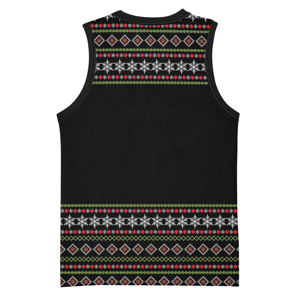 White and Red Christmas Wine Basketball Jersey with Festive Pattern and Holiday Cheer - Wonder Print Shop