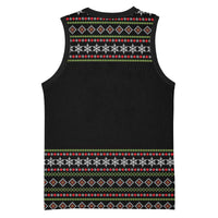 White and Red Christmas Wine Basketball Jersey with Festive Pattern and Holiday Cheer - Wonder Print Shop