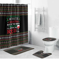 White and Red Christmas Wine Bathroom Set with Festive Pattern and Holiday Cheer - Wonder Print Shop