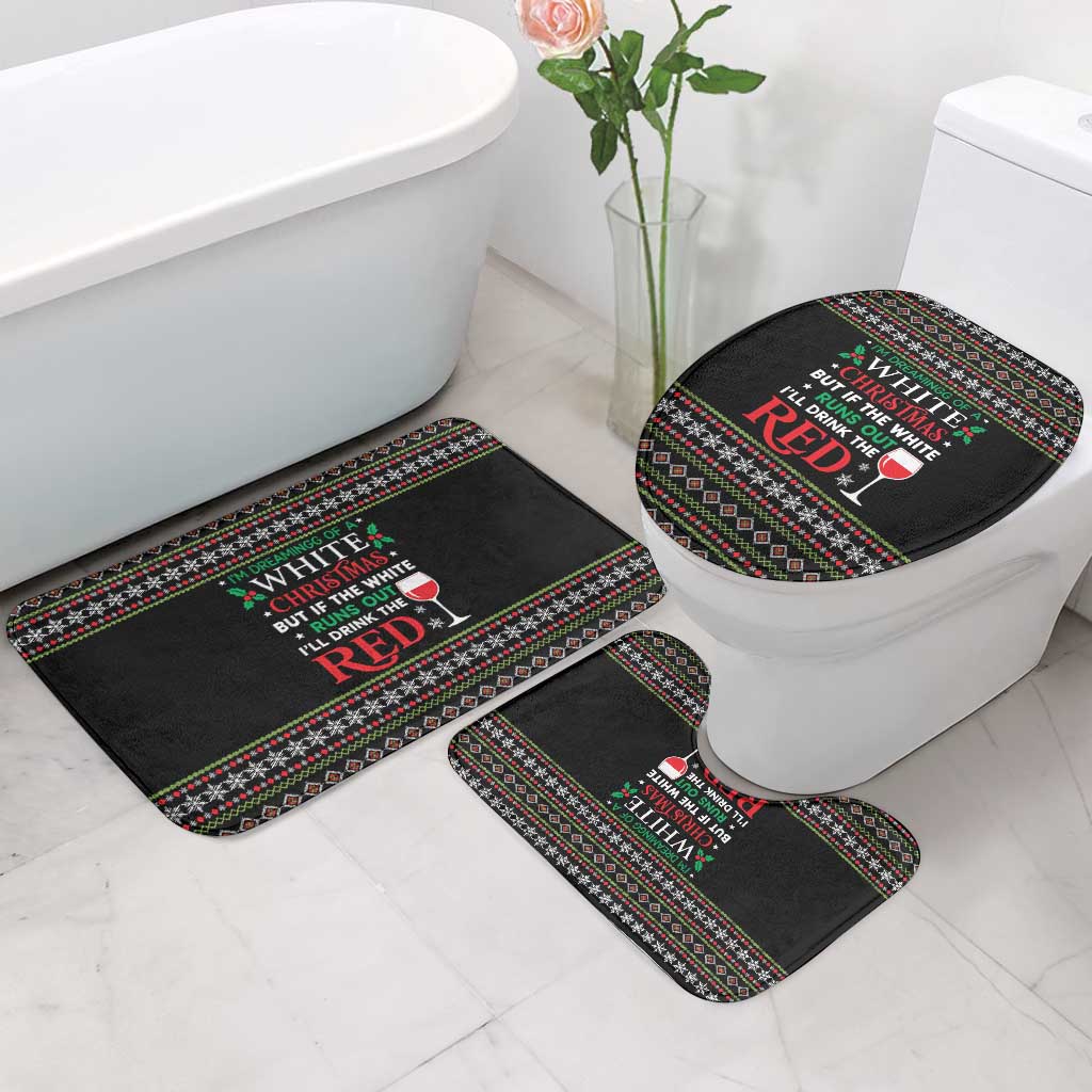 White and Red Christmas Wine Bathroom Set with Festive Pattern and Holiday Cheer - Wonder Print Shop