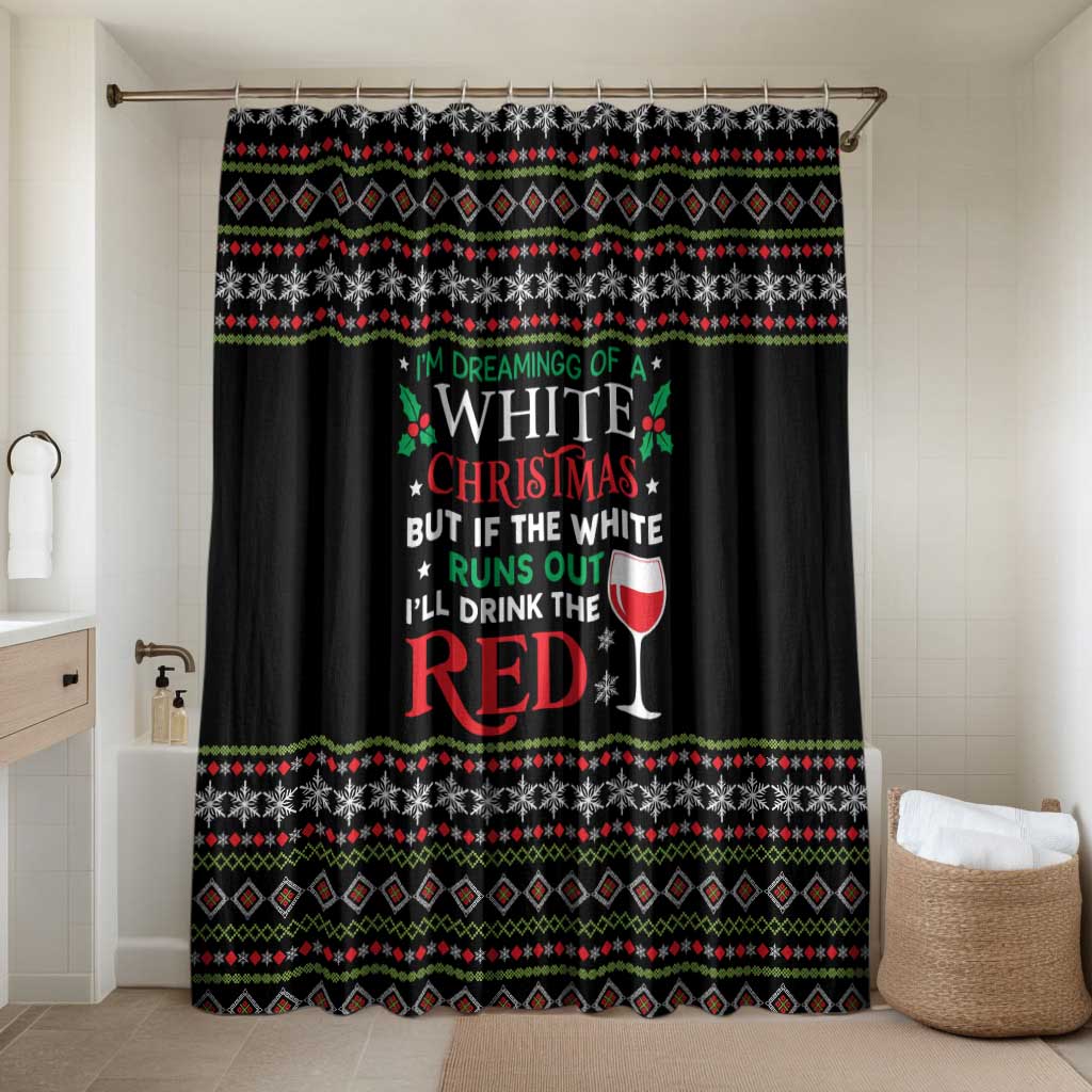 White and Red Christmas Wine Bathroom Set with Festive Pattern and Holiday Cheer - Wonder Print Shop