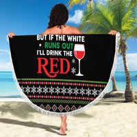 White and Red Christmas Wine Beach Blanket with Festive Pattern and Holiday Cheer - Wonder Print Shop