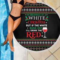 White and Red Christmas Wine Beach Blanket with Festive Pattern and Holiday Cheer - Wonder Print Shop