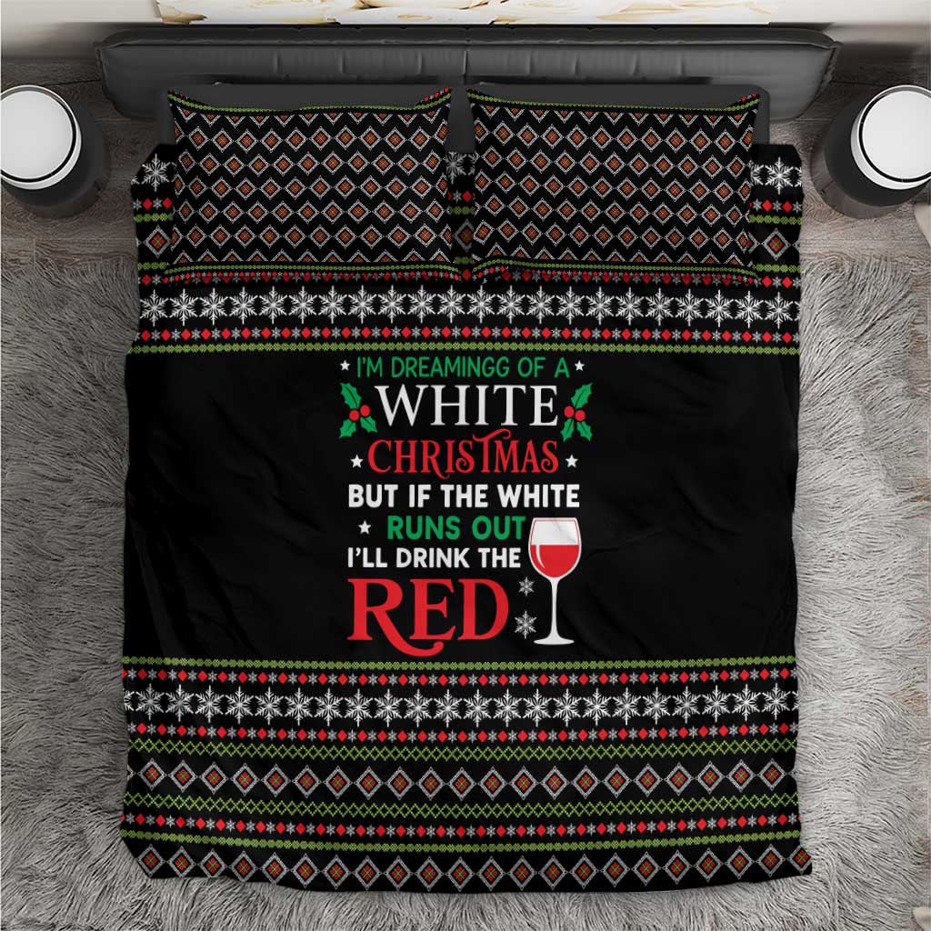 White and Red Christmas Wine Bedding Set with Festive Pattern and Holiday Cheer - Wonder Print Shop