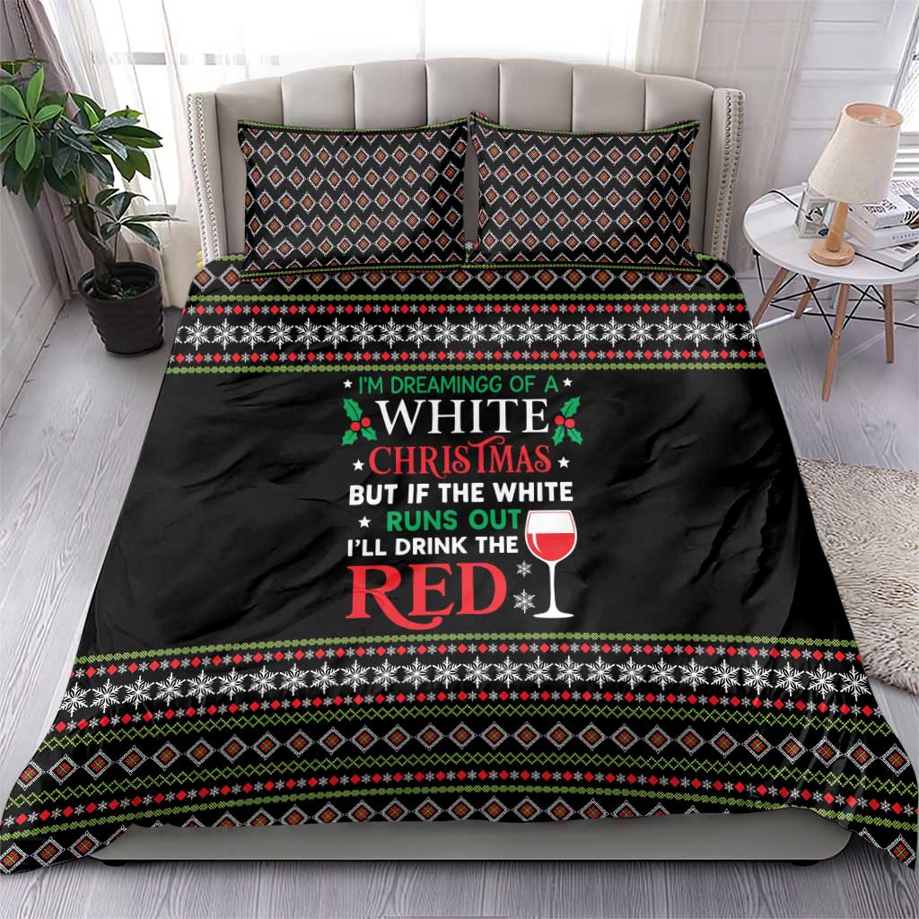 White and Red Christmas Wine Bedding Set with Festive Pattern and Holiday Cheer - Wonder Print Shop