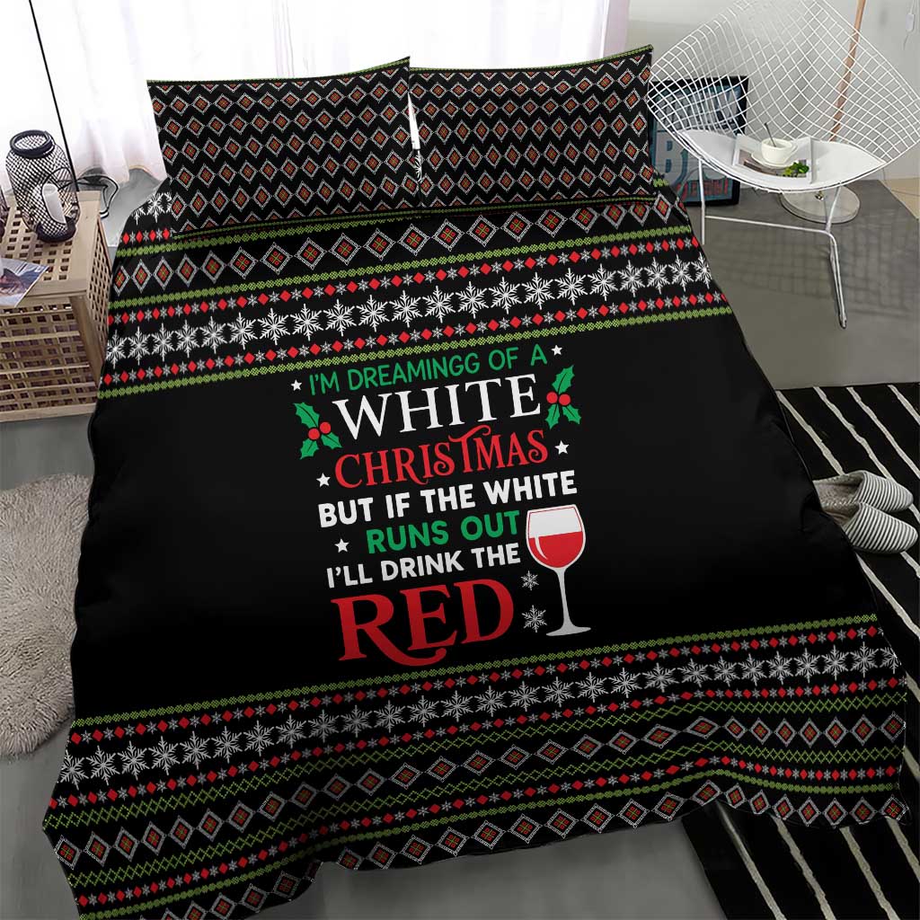 White and Red Christmas Wine Bedding Set with Festive Pattern and Holiday Cheer - Wonder Print Shop
