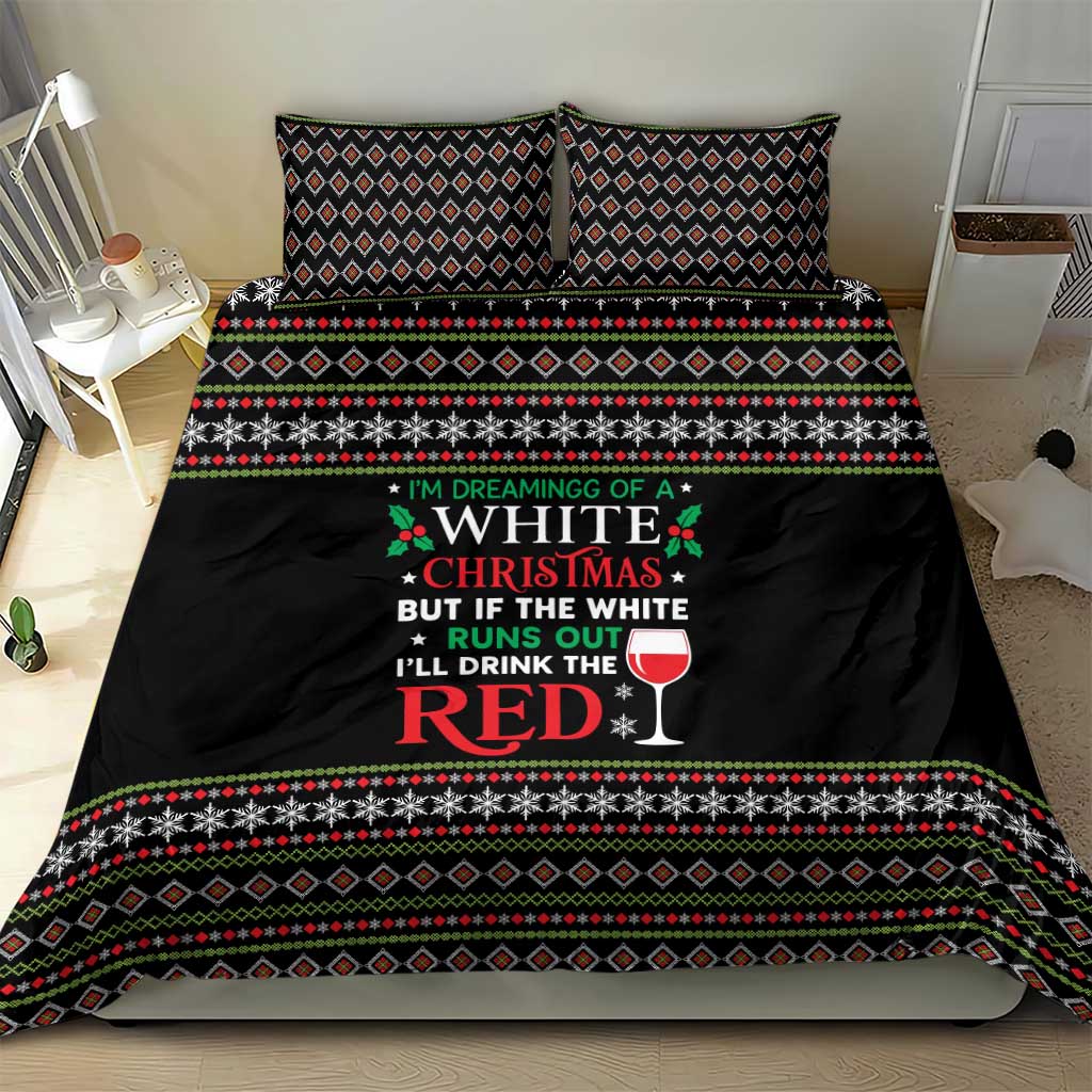 White and Red Christmas Wine Bedding Set with Festive Pattern and Holiday Cheer - Wonder Print Shop