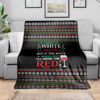 White and Red Christmas Wine Blanket with Festive Pattern and Holiday Cheer - Wonder Print Shop