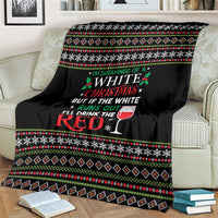 White and Red Christmas Wine Blanket with Festive Pattern and Holiday Cheer - Wonder Print Shop