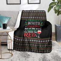 White and Red Christmas Wine Blanket with Festive Pattern and Holiday Cheer - Wonder Print Shop