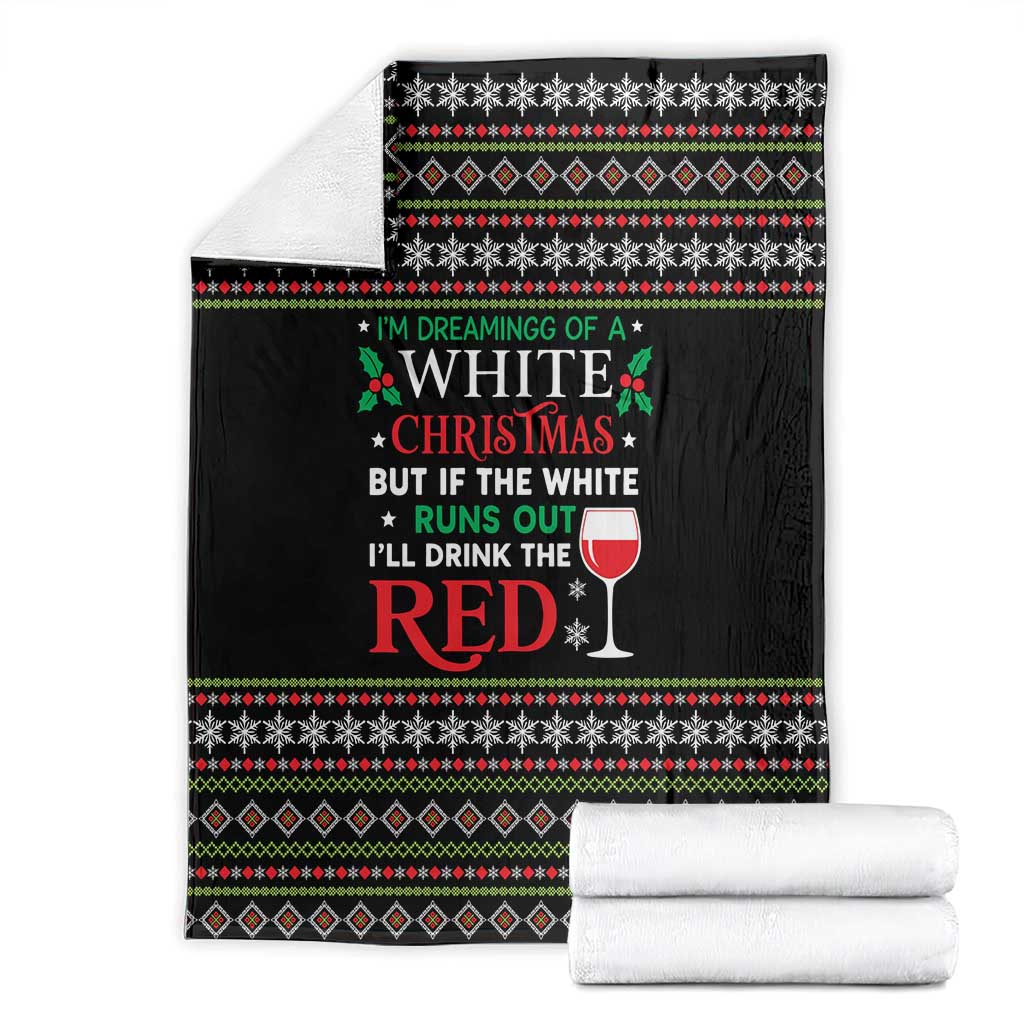 White and Red Christmas Wine Blanket with Festive Pattern and Holiday Cheer - Wonder Print Shop