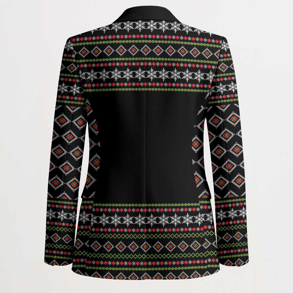 White and Red Christmas Wine Blazer with Festive Pattern and Holiday Cheer - Wonder Print Shop