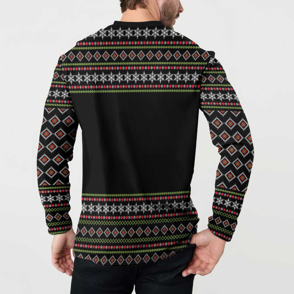 White and Red Christmas Wine Button Sweatshirt with Festive Pattern and Holiday Cheer - Wonder Print Shop