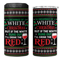 White and Red Christmas Wine 4 in 1 Can Cooler Tumbler with Festive Pattern and Holiday Cheer - Wonder Print Shop