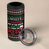 White and Red Christmas Wine 4 in 1 Can Cooler Tumbler with Festive Pattern and Holiday Cheer - Wonder Print Shop