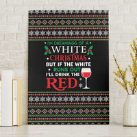 White and Red Christmas Wine Canvas Wall Art with Festive Pattern and Holiday Cheer - Wonder Print Shop