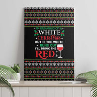 White and Red Christmas Wine Canvas Wall Art with Festive Pattern and Holiday Cheer - Wonder Print Shop