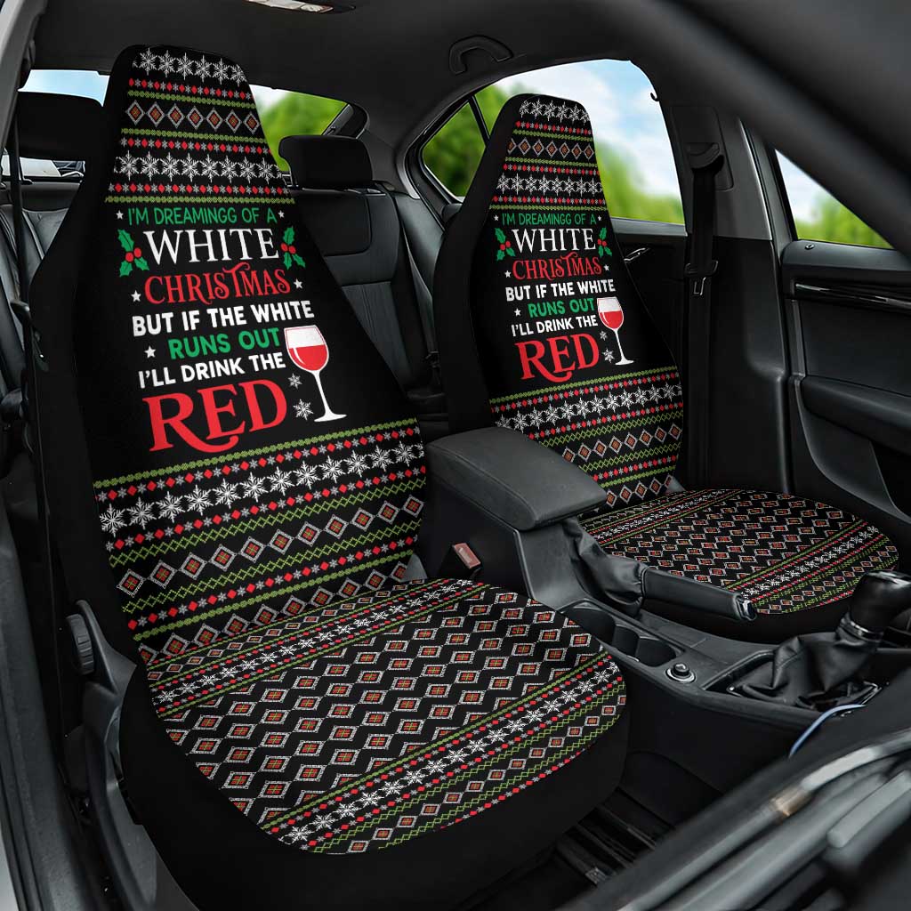 White and Red Christmas Wine Car Seat Cover with Festive Pattern and Holiday Cheer - Wonder Print Shop