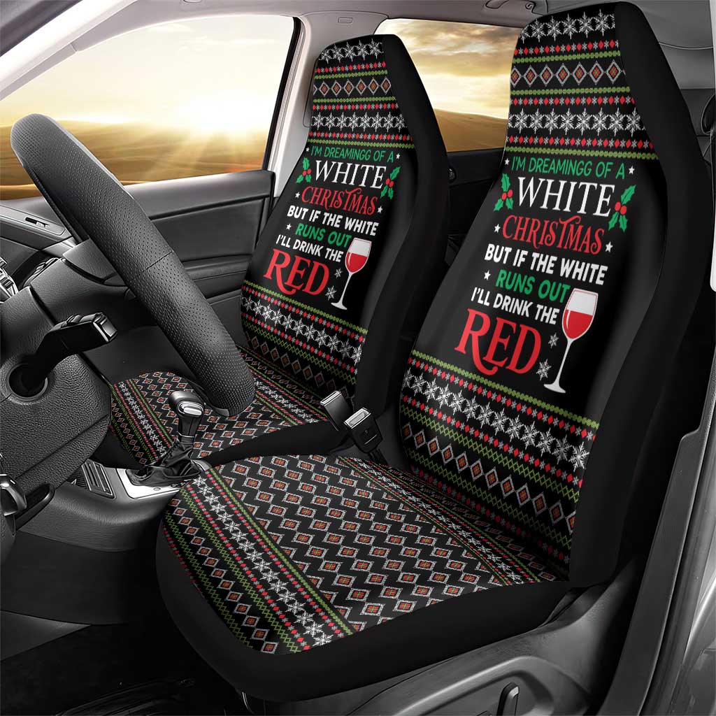 White and Red Christmas Wine Car Seat Cover with Festive Pattern and Holiday Cheer - Wonder Print Shop