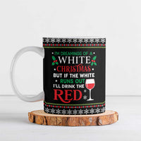 White and Red Christmas Wine Ceramic Mug with Festive Pattern and Holiday Cheer - Wonder Print Shop