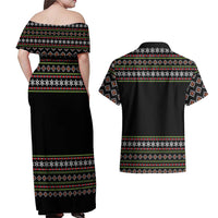 White and Red Christmas Wine Couples Matching Off Shoulder Maxi Dress and Hawaiian Shirt with Festive Pattern and Holiday Cheer - Wonder Print Shop