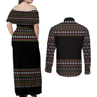 White and Red Christmas Wine Couples Matching Off Shoulder Maxi Dress and Long Sleeve Button Shirt with Festive Pattern and Holiday Cheer - Wonder Print Shop