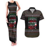 White and Red Christmas Wine Couples Matching Tank Maxi Dress and Hawaiian Shirt with Festive Pattern and Holiday Cheer - Wonder Print Shop