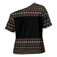 White and Red Christmas Wine Cross Shoulder Shirt with Festive Pattern and Holiday Cheer - Wonder Print Shop