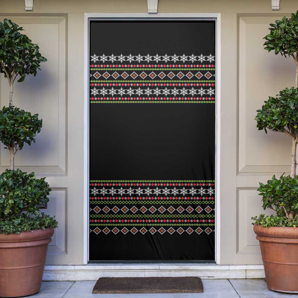 White and Red Christmas Wine Door Cover with Festive Pattern and Holiday Cheer - Wonder Print Shop