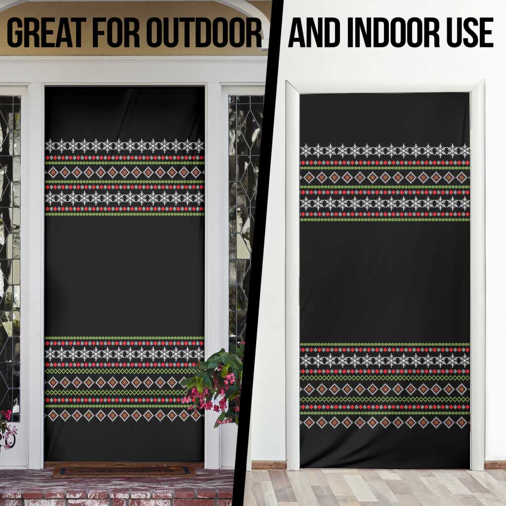White and Red Christmas Wine Door Cover with Festive Pattern and Holiday Cheer - Wonder Print Shop