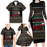 White and Red Christmas Wine Family Matching Long Sleeve Bodycon Dress and Hawaiian Shirt with Festive Pattern and Holiday Cheer - Wonder Print Shop