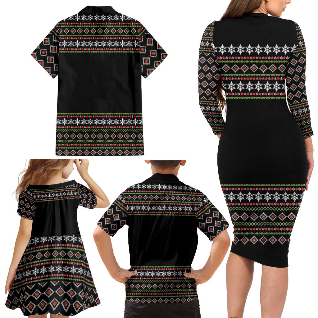 White and Red Christmas Wine Family Matching Long Sleeve Bodycon Dress and Hawaiian Shirt with Festive Pattern and Holiday Cheer - Wonder Print Shop