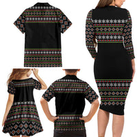 White and Red Christmas Wine Family Matching Long Sleeve Bodycon Dress and Hawaiian Shirt with Festive Pattern and Holiday Cheer - Wonder Print Shop