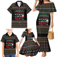 White and Red Christmas Wine Family Matching Mermaid Dress and Hawaiian Shirt with Festive Pattern and Holiday Cheer - Wonder Print Shop