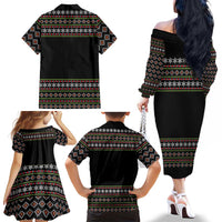 White and Red Christmas Wine Family Matching Off The Shoulder Long Sleeve Dress and Hawaiian Shirt with Festive Pattern and Holiday Cheer - Wonder Print Shop