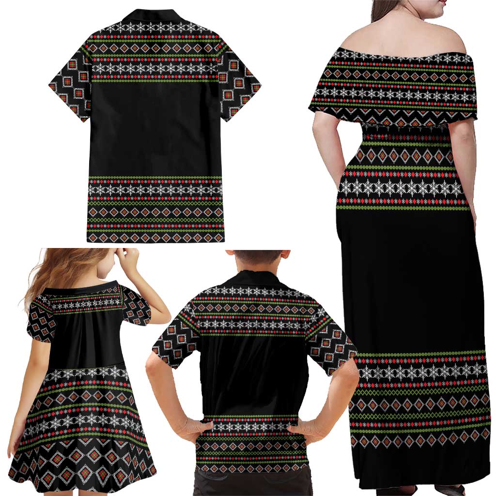 White and Red Christmas Wine Family Matching Off Shoulder Maxi Dress and Hawaiian Shirt with Festive Pattern and Holiday Cheer - Wonder Print Shop
